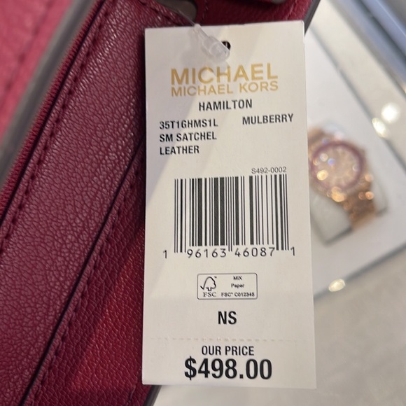 Michael Kors Hamilton Small Satchel Shoulder Crossbody Bag MULBERRY COLOR - Picture 16 of 16